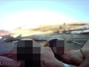 Preview 3 of French Teacher Handjob Amateur on Nude Beach public to stranger with Cumshot - MissCreamy