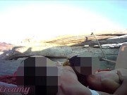 Preview 6 of French Teacher Handjob Amateur on Nude Beach public to stranger with Cumshot - MissCreamy