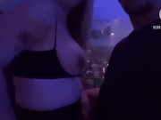 Preview 1 of Flashing my big tits to extrangers at the whorehouse