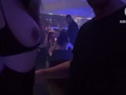 Preview 2 of Flashing my big tits to extrangers at the whorehouse