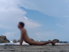 Tibetan Rites nude in public beach daily exercise