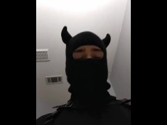 Masked man strokes his cock for you *whimpering, wet sounds*