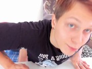 Preview 6 of Unusual masturbation. Sexy guy gets an orgasm. Cool wank