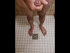cumming in the camping shower