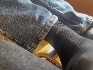 black socks, public feet, sock fetish, shoes