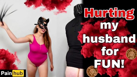 Hurting my Husband! Femdom Games Bondage Spanking Whipping Crop Cane BDSM Female Domination Milf