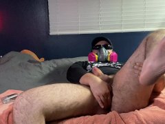 Gooning and cumming all over myself with a vibrating plug in my ass