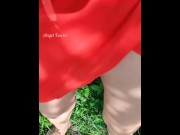 Preview 2 of Sexy Milf Pees in the Grass. Look at her Hairy Pussy Сlose up. Outdoor Pissing plus Slow Motion