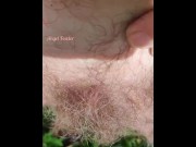 Preview 5 of Sexy Milf Pees in the Grass. Look at her Hairy Pussy Сlose up. Outdoor Pissing plus Slow Motion