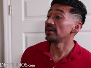 Preview 1 of FamilyCreep - My Twink Tight Ass Rides Hot Latino Stepdad's Huge Cock