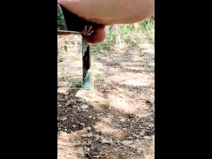 Making my femboy slut pee Exposed Outside in a Public Park for Your Pleasure!