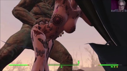 Gran culo tatooed MILF mañana follada por amistoso mutante: Fallout 4 AAF Mod Sex Animation Video game