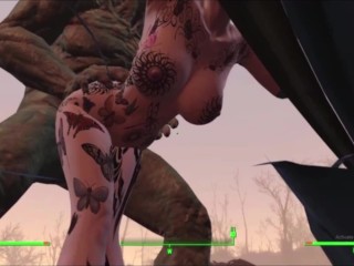 MILF Tatouée Au Gros Cul Baisée Le Matin Par un Mutant Amical : Fallout 4 AAF Mod Jeu Vidéo D’animation De Sexe