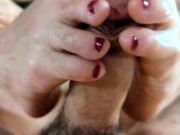 Preview 5 of Redhead Gives First Oily Footjob and Gets Her Toes Fucked