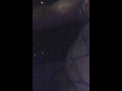 VERY RISKY DRIVING AROUND AT NIGHT IN LINGERIE AND A CHASTITY CAGE