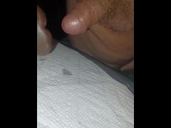 Chubby Guy strokes his chubby cock with ebony anal stroker.... Mmmmm so tight