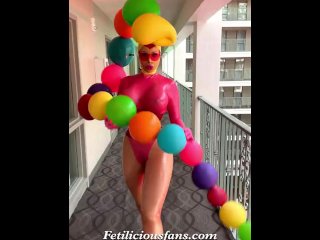 rubber catsuit, inflatable, balloon, rubber fun