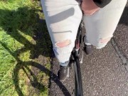 Preview 3 of Real public desperate wetting accident in pants outside cycling