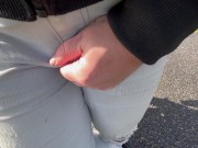 Preview 5 of Real public desperate wetting accident in pants outside cycling