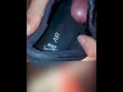 Toe fuck Trashed Nike Janoski max and cum inside