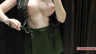 Try-On Haul See-Through Transparent Clothing At The Mall Observe Me In The Changing Area