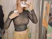 Preview 2 of Try On Haul Transparent Clothes, Completely See-Through. At The Mall. See on me in the fitting room