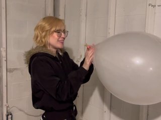 balloon fetish, solo female, blow to pop, looner girl