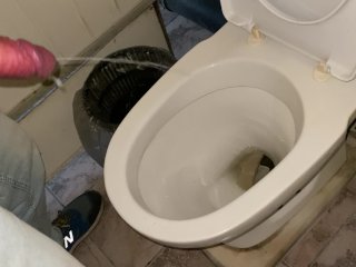 public toilet, public, solo male, handjob