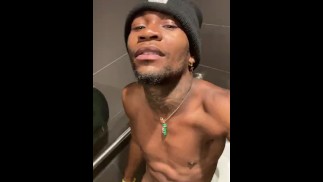 Pretty BBC Cumshot In Public Restroom (Almost Caught)