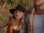 Preview 2 of Deeper. Naughty cowgirl Anna Claire devours two hard cocks
