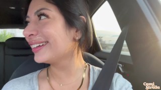 After Sucking The Soul Out Of Him A Latina Drives Around In Public With Cum On Her Face