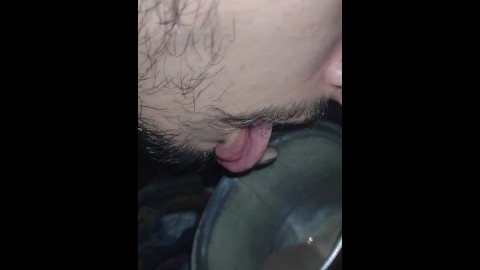 Licking chocolate dirty toungue