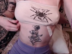 ☿ nipples on these small natural tits have become hard ☿