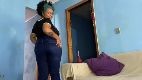 Naughty BBW Ebony Farting on Jeans Non Stop