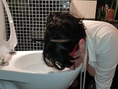 Pig slut toilet licking humiliation