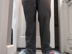 Stacy desperately pisses pants while trying to make it to the bathroom