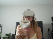 Preview 4 of Dumb StepMom watches Stepson's VR PORN - "IT'S SO REAL"