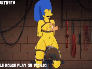 Marge Simpsons Attachée Bondage Fessée Seins Jouer BDSM - Hole House
