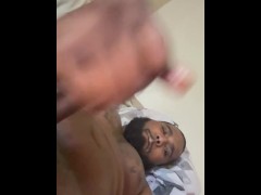 I jerked off until cum oozed out of my dick and all over my hand