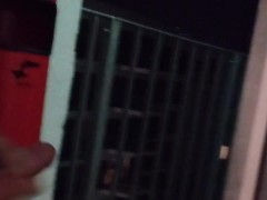 Guy masturbate in the hotel corridor cumshot