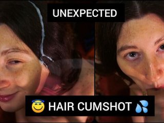 cumshot, blowjob, amateur, curly hair