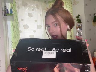 review, red head, solo female, sex toy