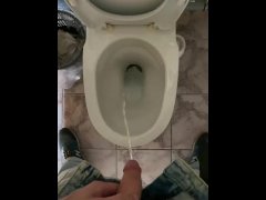Pissing in a public office toilet as seen from the eyes ASMR 4K