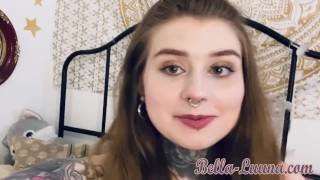 TATTOO GIRL FUCKS herself to smiling Orgasm
