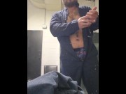 Preview 1 of Blue collar worker strips and jerks in the locker room
