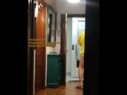 Preview 2 of Slut Girlfriend opens door to Delivery guy, Real Exhibitionist girl teasing. 3rd experience