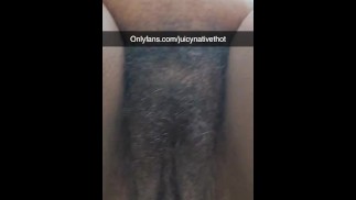 Chubby girl shows off fat hairy pussy