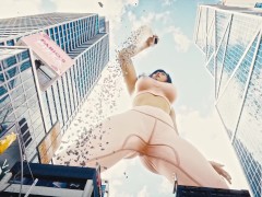 Beautiful Mega Giantess Grows and Play with a Tiny City