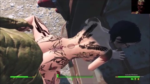 Tatooed MILF Fodido Dogstyle Em Van Por Big Dick Mutant At Orgasm | Animação sexual 3D Fallout 4