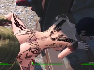 Tatooed MILF Fucked Dogstyle in Van by Big Dick Mutant until Orgasm | 3D Sex Animation Fallout 4